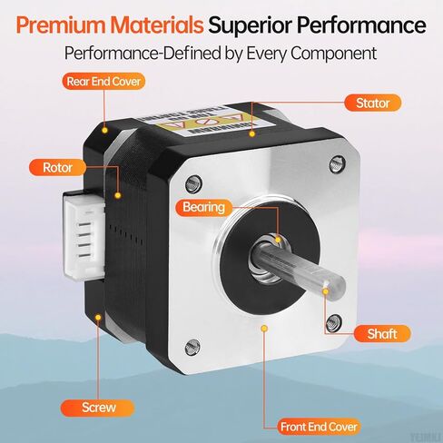 0.9° Nema 17 Stepper Motor 2 Phase High Torque 0.16Nm(22.66oz·in) Bipolar 1.2A 1.7Ω 42x34mm 4-Lead Shaft 17mm φ5mm 42 Stepper Motor with Cable 1M for 3D Printer DIY Robot CNC Machine in Kuwait