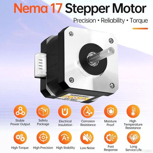 0.9° Nema 17 Stepper Motor 2 Phase High Torque 0.16Nm(22.66oz·in) Bipolar 1.2A 1.7Ω 42x34mm 4-Lead Shaft 17mm φ5mm 42 Stepper Motor with Cable 1M for 3D Printer DIY Robot CNC Machine in Kuwait