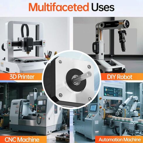 0.9° Nema 17 Stepper Motor 2 Phase High Torque 0.16Nm(22.66oz·in) Bipolar 1.2A 1.7Ω 42x34mm 4-Lead Shaft 17mm φ5mm 42 Stepper Motor with Cable 1M for 3D Printer DIY Robot CNC Machine in Kuwait