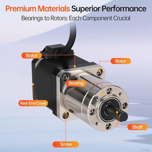 50.9:1 Geared Nema 17 Stepper Motor with Integrated Planetary Gearbox 2 Phase 1.8‌°‌ 0.55Nm(77.89oz·in) High Torque Bipolar 2Ω 1.7A 91mm 4-Lead Shaft 20mm φ8mm Cable 1M 3D Printer DIY CNC in Kuwait
