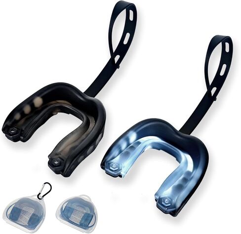2 Pack Youth Football Mouth Guard with Strap and Case, Adults Sports Mouthguard Mouth Pieces for Football, Boxing, Basketball, Rugby, Hockey, Lacrosse, MMA, Wrestling, Soccer (Youth) in Saudi Arabia