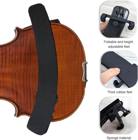 Violin Shoulder Rest for 1/2 Size, Collapsible and Height Adjustable Feet, Universal Type Parts Soft Easy to use, High Strength Sponge, Easy use for Kids Beginners - Black (for 1/4 Size) in Kuwait