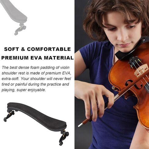 Violin Shoulder Rest for 1/2 Size, Collapsible and Height Adjustable Feet, Universal Type Parts Soft Easy to use, High Strength Sponge, Easy use for Kids Beginners - Black (for 1/4 Size) in Kuwait