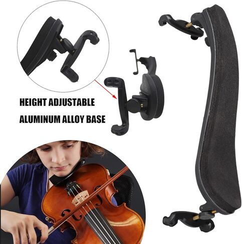 Violin Shoulder Rest for 1/2 Size, Collapsible and Height Adjustable Feet, Universal Type Parts Soft Easy to use, High Strength Sponge, Easy use for Kids Beginners - Black (for 1/4 Size) in Kuwait