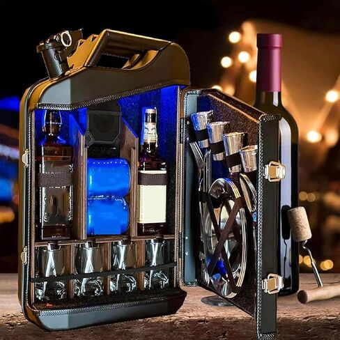 Portable Whiskey Bar, Personalized Mini Drinks Cabinet, 20L Large Capacity and Durable Structure, Personalized Small Bar, for Gift to Friends, Family, Party Indoor Decoration(45 * 35 * 17cm) in Saudi Arabia