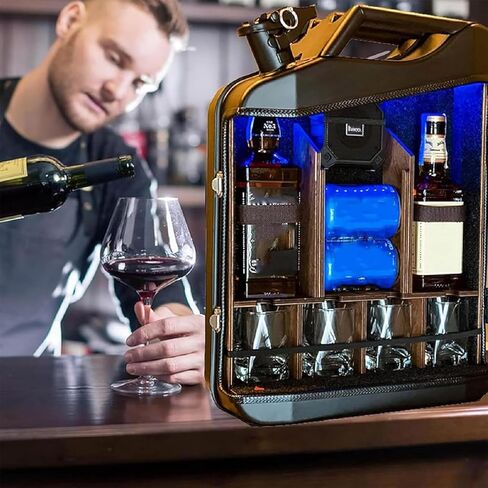 Portable Whiskey Bar, Personalized Mini Drinks Cabinet, 20L Large Capacity and Durable Structure, Personalized Small Bar, for Gift to Friends, Family, Party Indoor Decoration(45 * 35 * 17cm) in Saudi Arabia