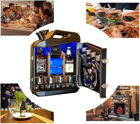 Portable Whiskey Bar, Personalized Mini Drinks Cabinet, 20L Large Capacity and Durable Structure, Personalized Small Bar, for Gift to Friends, Family, Party Indoor Decoration(45 * 35 * 17cm) in Saudi Arabia