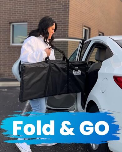 Folding Portable Bar w/LED Lights, Wireless Remote, 2 Bar Skirts, Storage Shelf, & Carrying Case - Iced in Kuwait