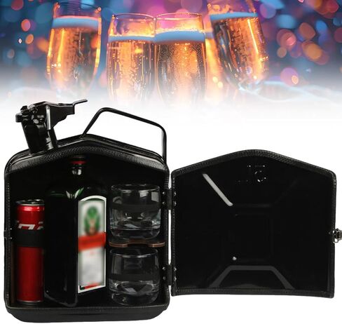 بار صغير من جيري كان، خزانة بار ويسكي، خزانة مشروبات شخصية محمولة سعة 5 لتر / 20 لتر، عيد الميلاد، هدية عيد ميلاد لزوجك أو أبيك أو صديقك، أسود - 5 لتر in Kuwait