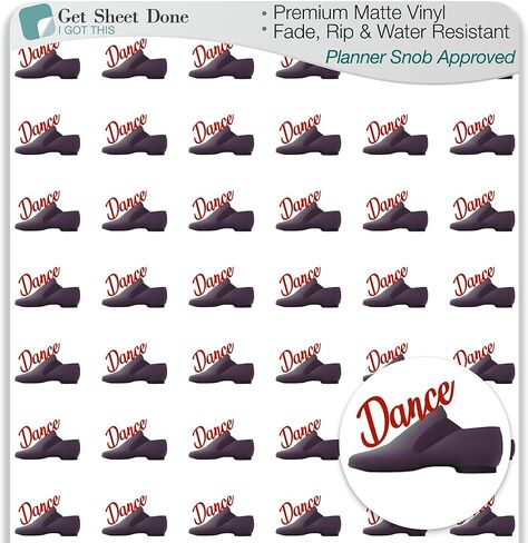 ملصق مخطط الرقص/54 ملصقات الفينيل المرح (1/2 ")/Pointe Ballet Dance Class sticker/Orgential Productivity Life/Bujo Journal (ورقة واحدة ، حذاء بوينت) in Kuwait
