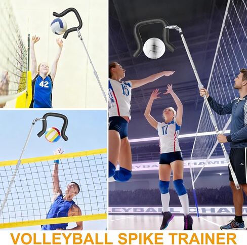 مدرب سبايك للكرة الطائرة، ارتفاع تلسكوبي 63 بوصة - 77 بوصة مع خطاف علامة استفهام - مدرب خفيف متين للتقديم والتدريب على القفز والقفز - شعور حقيقي بالكرة، مثالي للمبتدئين وحتى المحترفين (بدون كرة) in Kuwait