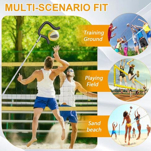 مدرب سبايك للكرة الطائرة، ارتفاع تلسكوبي 63 بوصة - 77 بوصة مع خطاف علامة استفهام - مدرب خفيف متين للتقديم والتدريب على القفز والقفز - شعور حقيقي بالكرة، مثالي للمبتدئين وحتى المحترفين (بدون كرة) in Kuwait