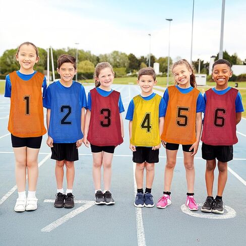 48 قطعة من القمصان الشبابية - جيرسي تدريب فريق كرة السلة الشبكي - سترة كرة قدم مرقمة للرياضة (أحمر/أزرق/برتقالي/أصفر) in Kuwait