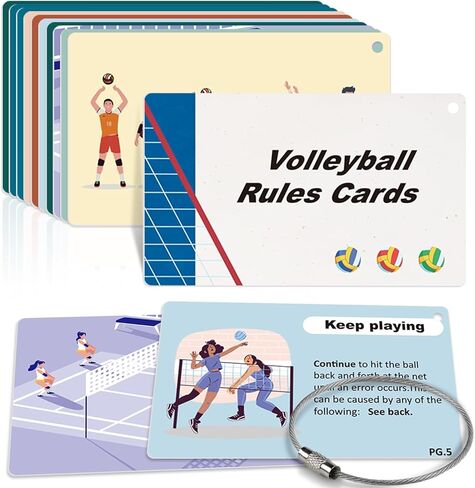 10 Pcs Volleyball Training Equipment Aid Cards for Rules 3×5 Inch Sports Exercise Card with Wire Keychain Volleyball Reference Card Coach Gifts Practice Accessories for Teens Beginner School Training in Saudi Arabia