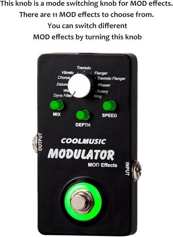 COOLMUSIC A-ME01 Modulator Multi Effects Pedal with 11 Modes Dyna Filter Wah Chorus Tremolo Flanger Phaser Rotary Ring in Kuwait