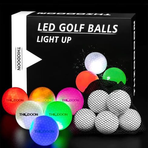 THIODOON Glow in The Dark LED Balls - 7 Colors, No Timer, Easy On/Off, 6 Pack for Night Golf in Kuwait
