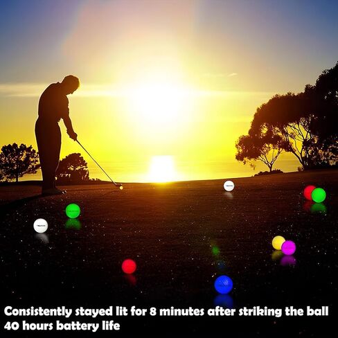 THIODOON Glow in The Dark LED Balls - 7 Colors, No Timer, Easy On/Off, 6 Pack for Night Golf in Kuwait