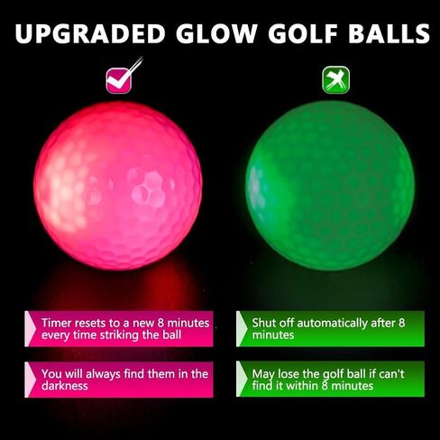 THIODOON Glow in The Dark LED Balls - 7 Colors, No Timer, Easy On/Off, 6 Pack for Night Golf in Kuwait