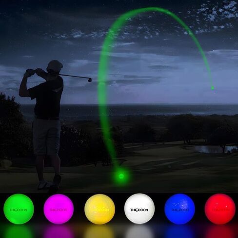 THIODOON Glow in The Dark LED Balls - 7 Colors, No Timer, Easy On/Off, 6 Pack for Night Golf in Kuwait