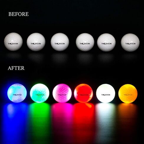 THIODOON Glow in The Dark LED Balls - 7 Colors, No Timer, Easy On/Off, 6 Pack for Night Golf in Kuwait