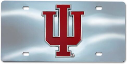 FANMATS 27550 Indiana Hooisers لوحة ترخيص أمامية من الفولاذ المقاوم للصدأ مع شعار معدني كبير مصبوب ثلاثي الأبعاد للفريق in Saudi Arabia