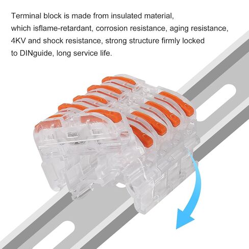 20pcs DIN Rail Terminal Blocks, Compact Wire Conductor Wiring Connectors for 24-12 AWG (Transparent) in Saudi Arabia