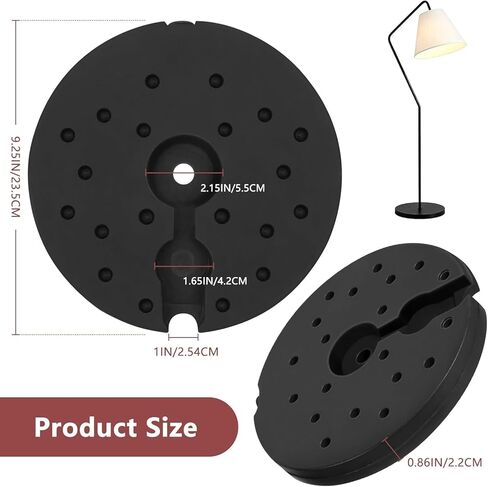 5.95Lb Round Plastic Floor Lamp Base Weight, 9.3 Inch Black Weighted Disc for Home Living Room Bedroom Lighting in Kuwait