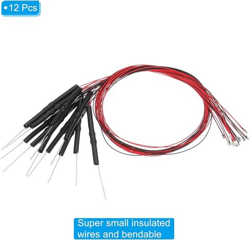 0805 Pre-Wired Micro LED, 12 Pcs 3-6V Pre-soldered Mini Light Emitting Diodes Surface Mount Device for Model Building, DIY, Science Projects, 9.8" Length, Colorful Flash in Saudi Arabia