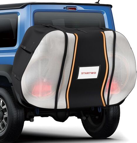 STARTWO Bike Cover for Transport On Rack, Bicycle Cover Outdoor Storage Waterproof for Transport 2 Bikes on Car Rear, with Two Elastic Straps and License Plate Window, Visible tail lights in Saudi Arabia