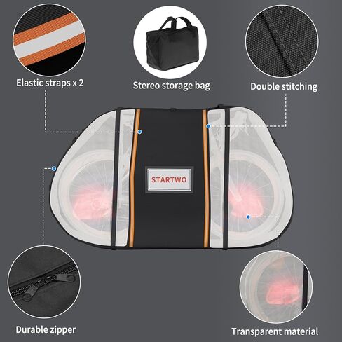 STARTWO Bike Cover for Transport On Rack, Bicycle Cover Outdoor Storage Waterproof for Transport 2 Bikes on Car Rear, with Two Elastic Straps and License Plate Window, Visible tail lights in Saudi Arabia
