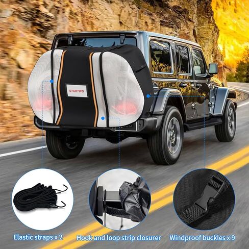 STARTWO Bike Cover for Transport On Rack, Bicycle Cover Outdoor Storage Waterproof for Transport 2 Bikes on Car Rear, with Two Elastic Straps and License Plate Window, Visible tail lights in Saudi Arabia