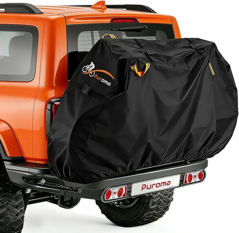 Puroma Bike Cover for Transport on Rack, 600D Waterproof Outdoor Bicycle Cover on Rear Bike Rack, Heavy Duty Bike Rack Cover for 2 Bikes on Hitch Travel Storage in Saudi Arabia