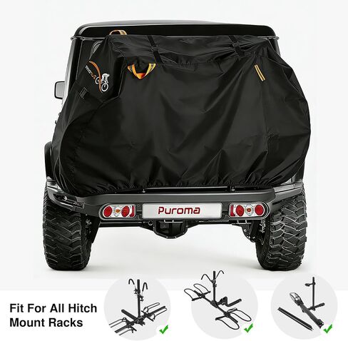 Puroma Bike Cover for Transport on Rack, 600D Waterproof Outdoor Bicycle Cover on Rear Bike Rack, Heavy Duty Bike Rack Cover for 2 Bikes on Hitch Travel Storage in Saudi Arabia