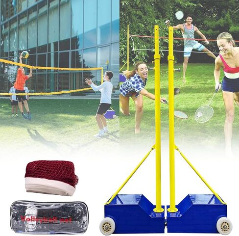 Adjustable Volleyball Poles with Wheels for Backyard & Indoor Use, Banton Heavy-Duty 5ft-6.8ft Net System, Ideal for Kids & Adults, Quick & Easy Setup for Outdoor Sports Fun in Saudi Arabia