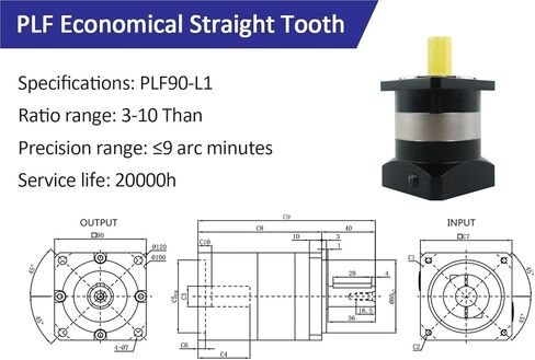 High Precision Tq Planetary Motor Gearbox Reducer PLF90 90mm Frame Size 3:1~100:1(12 to 1) in Saudi Arabia