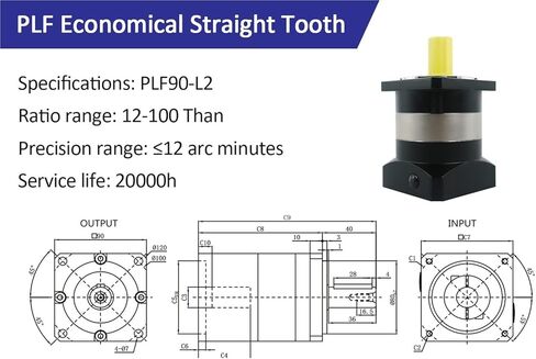 High Precision Tq Planetary Motor Gearbox Reducer PLF90 90mm Frame Size 3:1~100:1(12 to 1) in Saudi Arabia