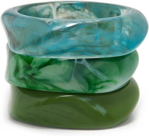 3Pcs Chunky Acrylic Bracelet for Women Large Square Resin Cuff Vintage Bangle Bracelets Wide Jewelry Set in Kuwait