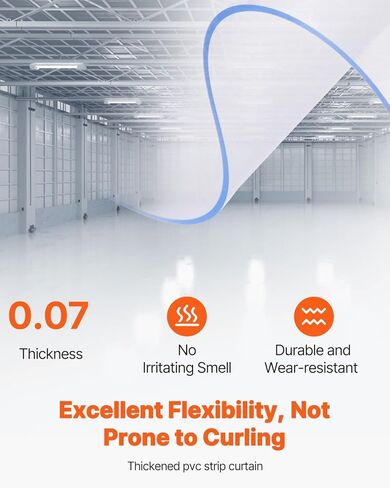 ستارة شريط PVC شفافة من VEVOR، ارتفاع 84 بوصة × عرض 48 بوصة، 8 قطع مع تداخل بنسبة 50% للمجمدات والمبردات وأبواب المستودعات in Kuwait