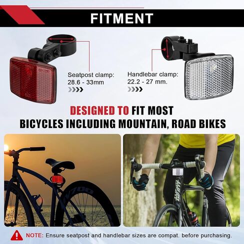 PSLER 8-Piece Bike Reflector Kit for Night Riding, Front and Rear Bicycle Safety Lights, Reflectors for Handlebar & Seatpost & Wheel Spoke, Cycling Warning Reflectors for Bike Road Safety in Saudi Arabia