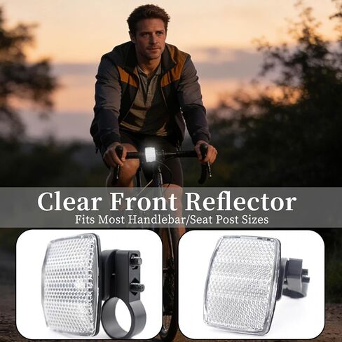 Bike Reflectors Kit, 6 PCS Bicycle Reflectors with White Front Reflector, Red Rear Reflector and 4 Bike Wheel Spoke Reflectors for Night Riding, Cycling Safety Warning Accessories in Saudi Arabia