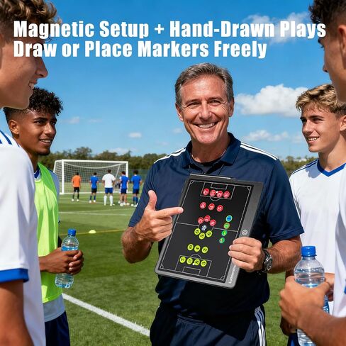 لوحة تكتيكية مغناطيسية لكرة القدم مع قطع متحركة - لوحة تدريب إلكترونية LCD مقاس 16 بوصة، قلم شاشة، معدات تدريب كرة القدم الأساسية in Kuwait