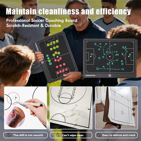 لوحة تكتيكية مغناطيسية لكرة القدم مع قطع متحركة - لوحة تدريب إلكترونية LCD مقاس 16 بوصة، قلم شاشة، معدات تدريب كرة القدم الأساسية in Kuwait