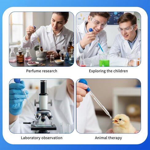 2Pcs Glass Pipette, 10ml Graduated Dropper for Oils with Cleaning Brush, 7.87 Inch Glass Liquid Transfer Pipettes for Essential Oil & Lab Use, Blue in Kuwait