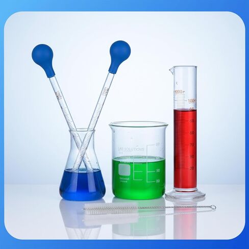 2Pcs Glass Pipette, 10ml Graduated Dropper for Oils with Cleaning Brush, 7.87 Inch Glass Liquid Transfer Pipettes for Essential Oil & Lab Use, Blue in Kuwait