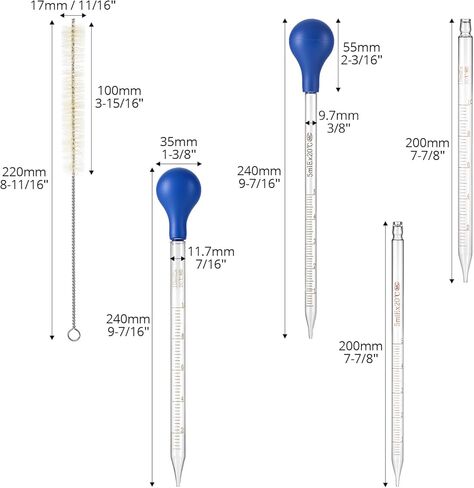 QWORK 8 Pack Glass Droppers with Rubber Bulb (5ml & 10ml) + Cleaning Brushes – Reusable Graduated Pipettes for Essential Oils, Lab, DIY & Crafts in Saudi Arabia