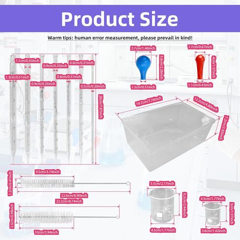 6 Pcs Glass Graduated Dropper Pipette 0.5ML/1ML/2ML/3ML/5ML/10ML Graduated Dropper Liquid Pipettors for Liquid Essential Oil with Rubber caps 2 Cleaning Brushes 2 Measuring Cups 3 Mixing Sticks in Kuwait