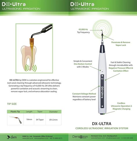Ultrasonic Irrigation System for Root Canal Cleaning, Endodontic Ultrasonic Irrigation System 43,000 Hz with Cavitation – DX-Ultra by DXM in Kuwait