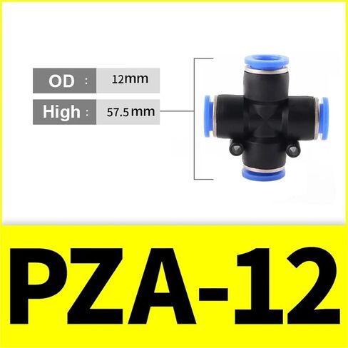 1pcs PZA Cross Pneumatic Fitting Pipe Connector Tube Air Quick Fittings Water Push In Hose Four holes Couping 4mm 6mm 8mm 10mm 12mm(PZA-12,2 Pieces) in Saudi Arabia
