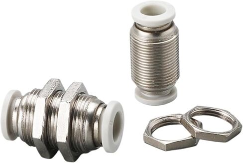 1pcs White PM" Tube One Touch Push Into Gas Connector Brass Quick Fitting 4mm to 12mm OD Hose Air Pneumatic Straight Bulkhead Union(10mm OD Hose) in Saudi Arabia