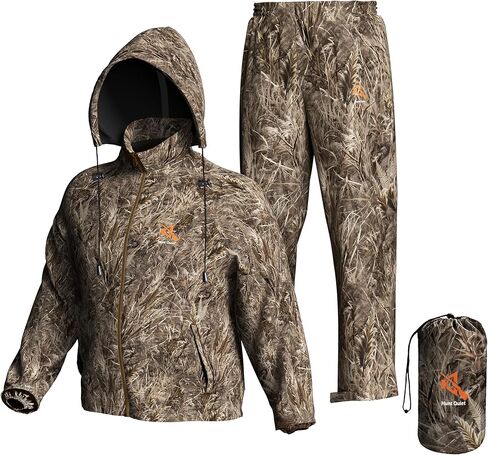 Rain Suit, Waterproof, 3000g/(㎡・24h) breathability, Lightweight 2-Piece Hunting Rainwear for Men and Women M-XXL in Kuwait